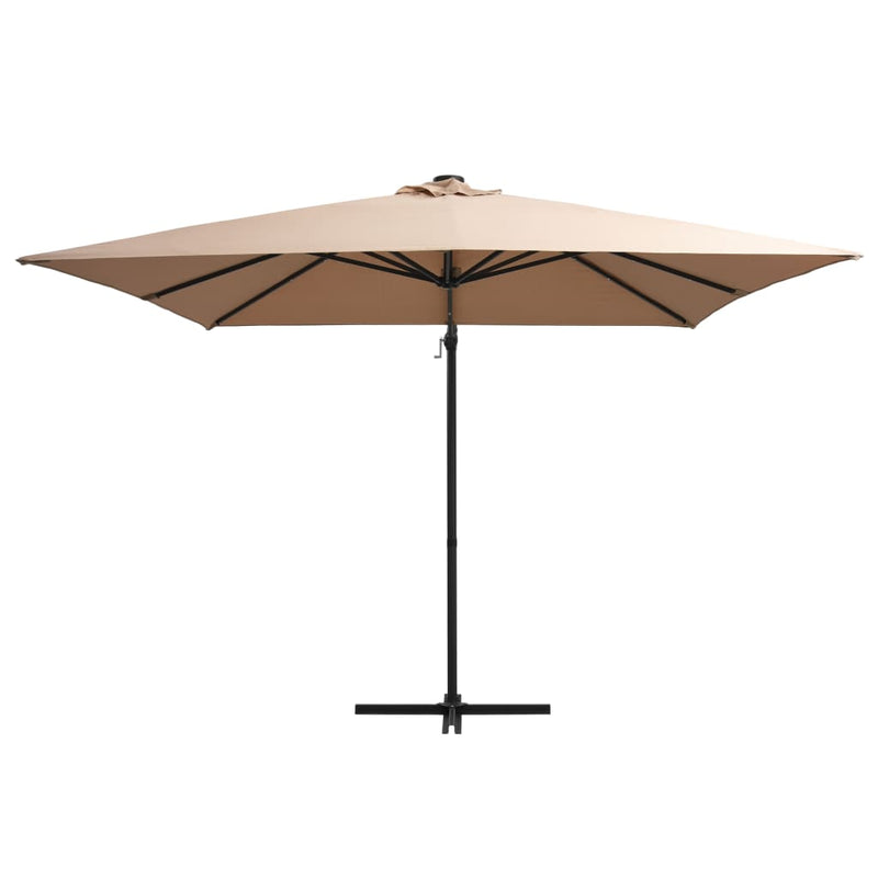 Load image into Gallery viewer, Vidaxl zweefparasol met led en stalen paal 250x250 cm taupe