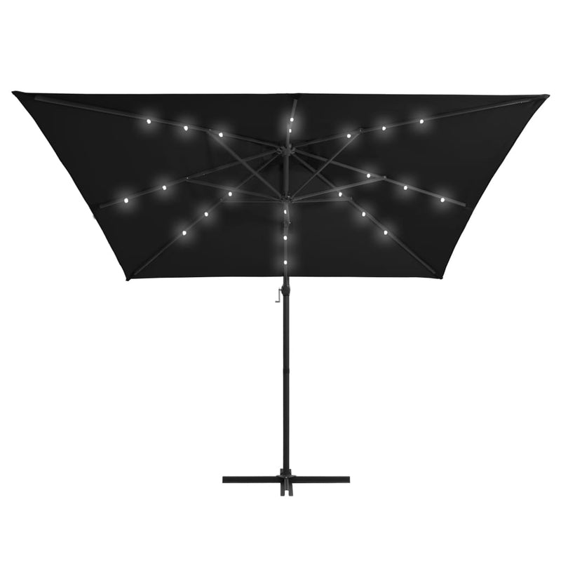 Load image into Gallery viewer, Vidaxl zweefparasol met led en stalen paal 250x250 cm zwart