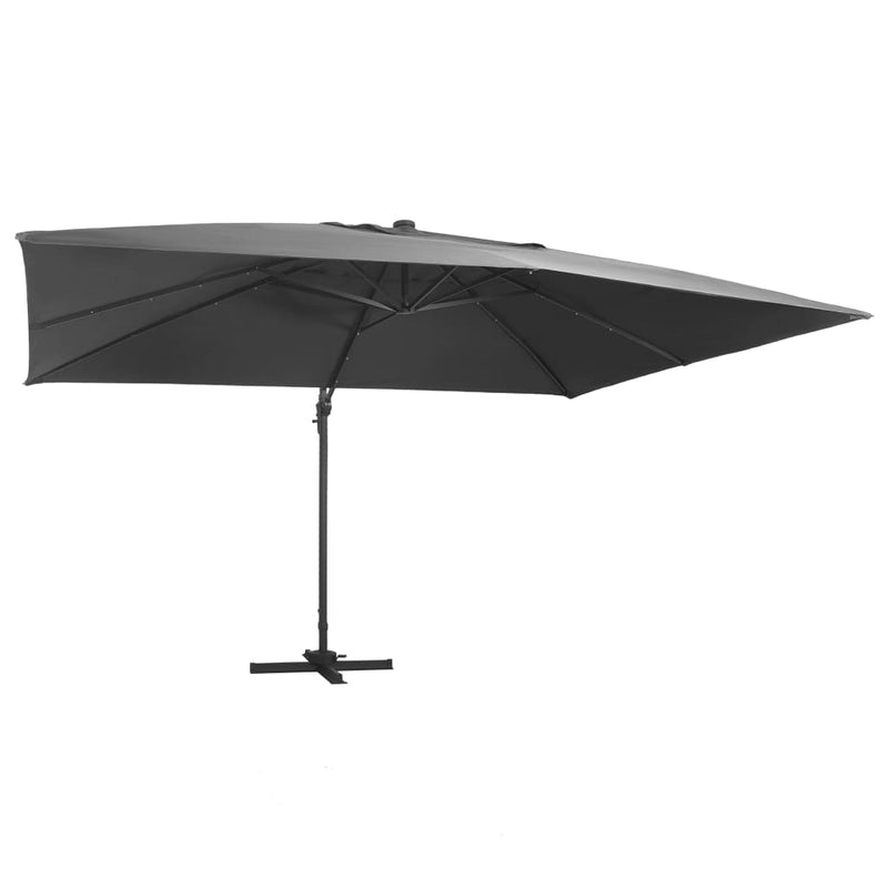 Afbeelding laden in galerijviewer, Vidaxl zweefparasol met led en aluminium paal 400x300 cm antraciet