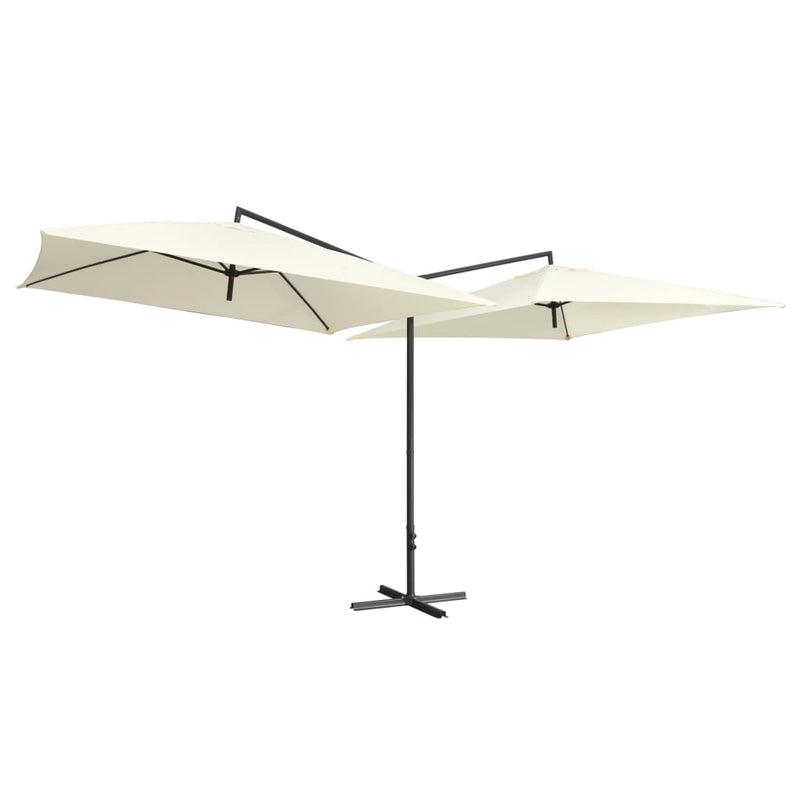 Load image into Gallery viewer, VidaXL Parasol dubbel met stalen paal 250x250 cm zandwit