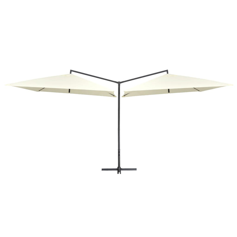 Load image into Gallery viewer, VidaXL Parasol dubbel met stalen paal 250x250 cm zandwit