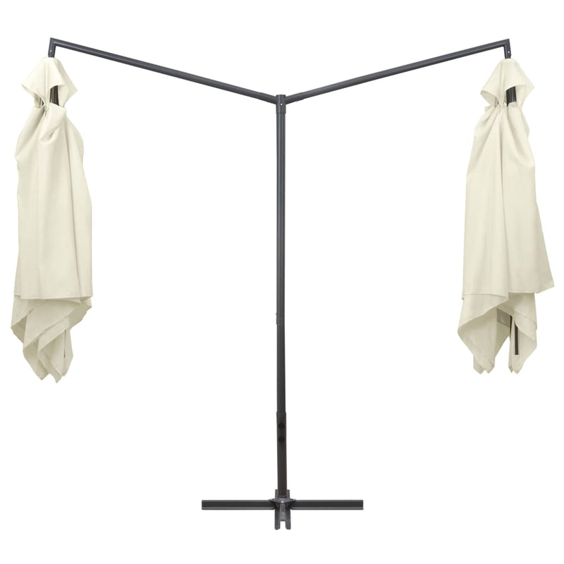 Load image into Gallery viewer, VidaXL Parasol dubbel met stalen paal 250x250 cm zandwit