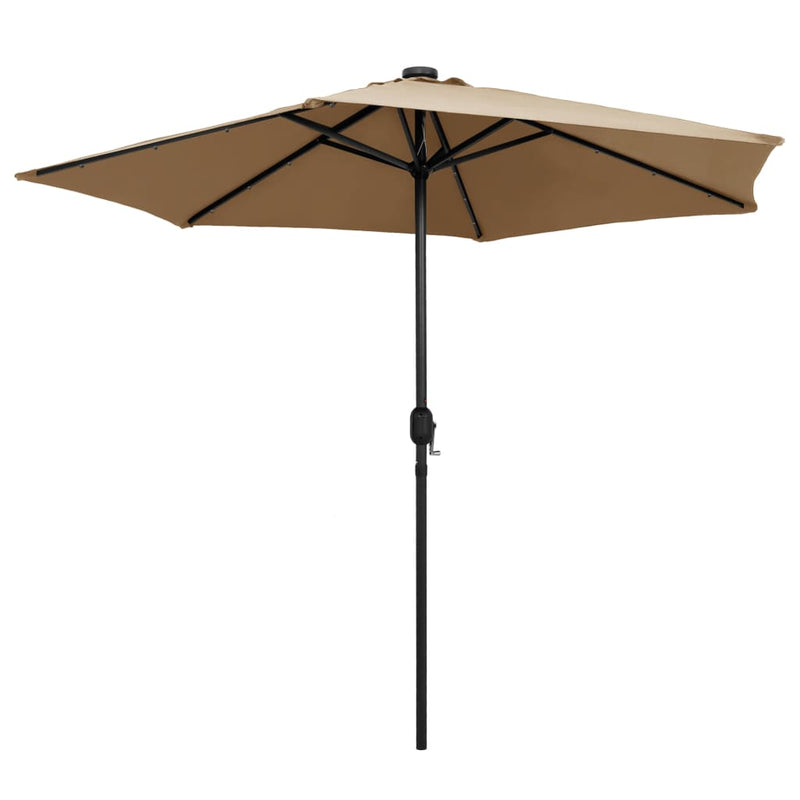 Load image into Gallery viewer, Vidaxl parasol met led-verlichting en aluminium paal 270 cm taupe