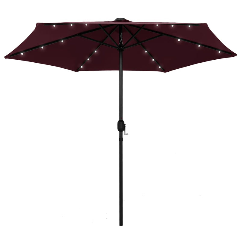 Load image into Gallery viewer, Vidaxl parasol met led-verlichting aluminium paal 270 cm bordeauxrood