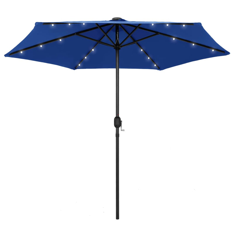 Load image into Gallery viewer, Vidaxl parasol met led-verlichting en aluminium paal 270 cm azuurblauw