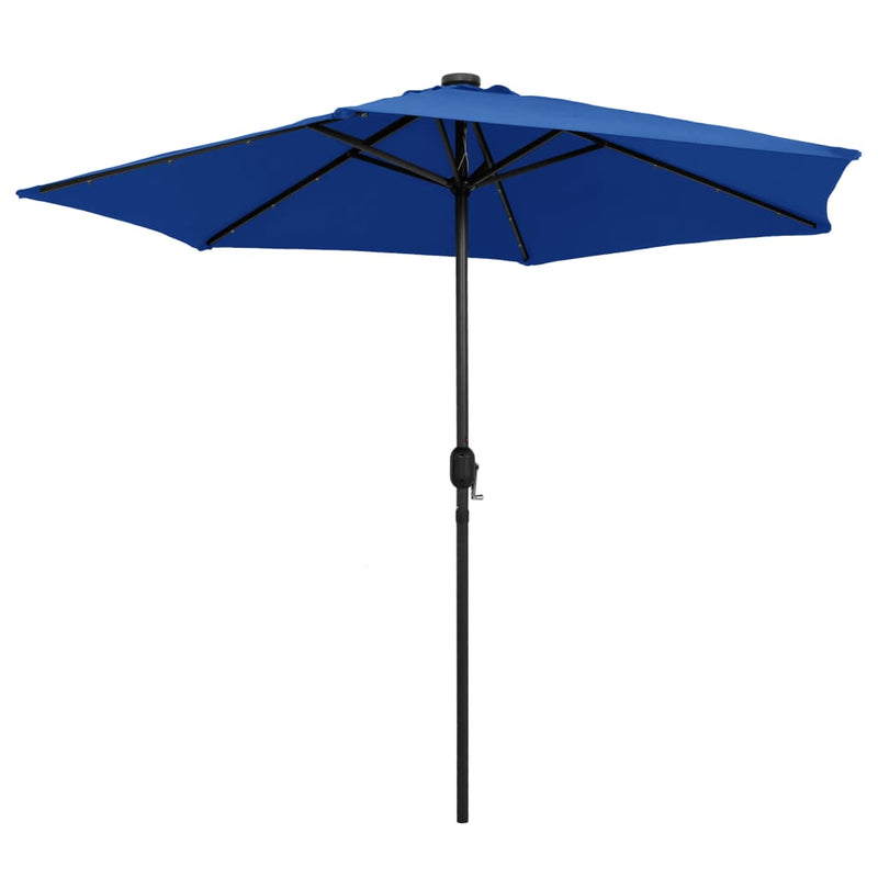 Load image into Gallery viewer, Vidaxl parasol met led-verlichting en aluminium paal 270 cm azuurblauw