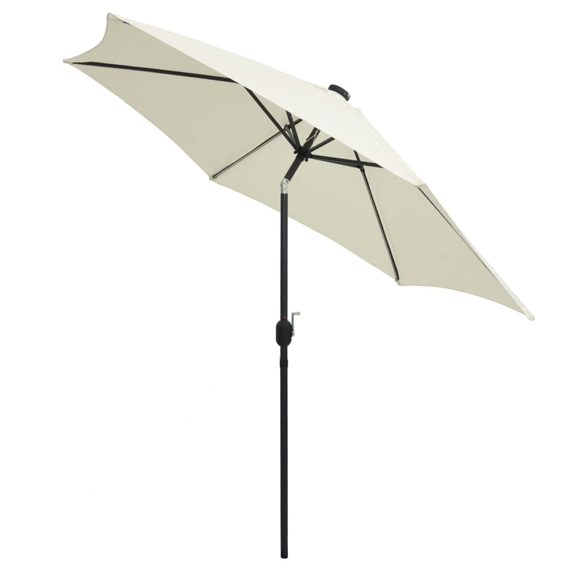 Load image into Gallery viewer, Vidaxl parasol met led-verlichting en aluminium paal 300 cm zandwit