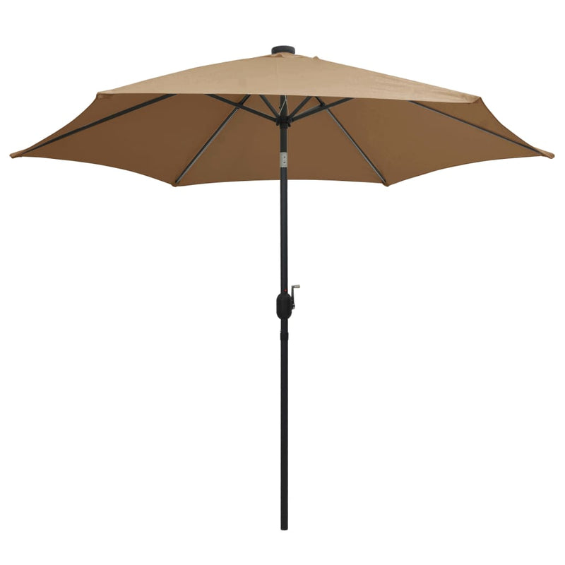 Load image into Gallery viewer, Vidaxl parasol met led-verlichting en aluminium paal 300 cm taupe