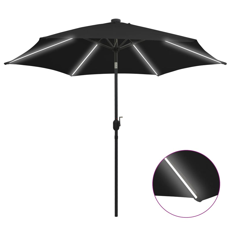 Load image into Gallery viewer, Vidaxl parasol met led-verlichting en aluminium paal 300 cm zwart