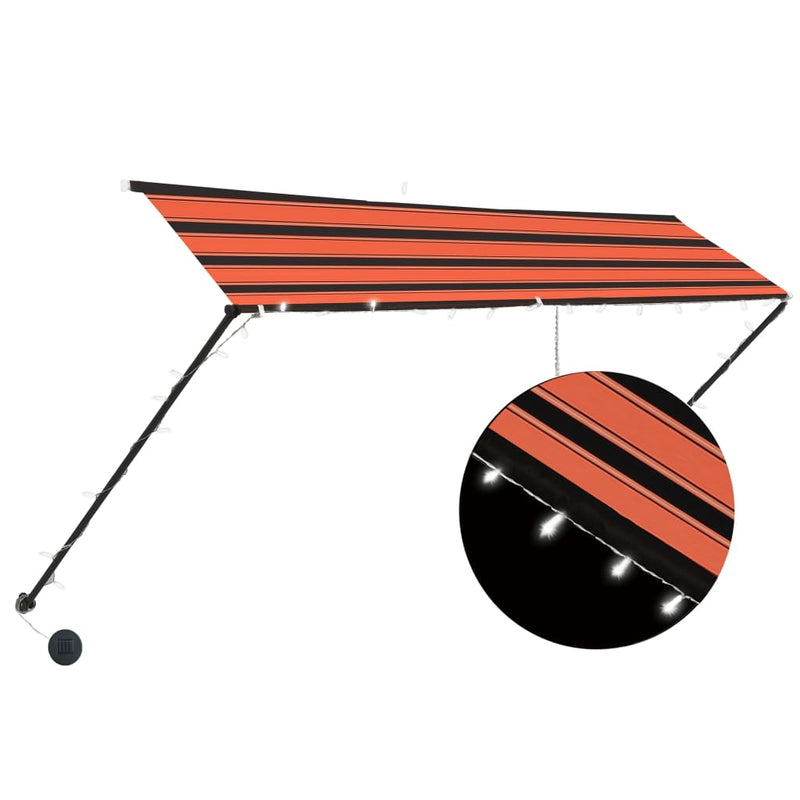 Load image into Gallery viewer, Vidaxl luifel uittrekbaar met led 300x150 cm oranje en bruin