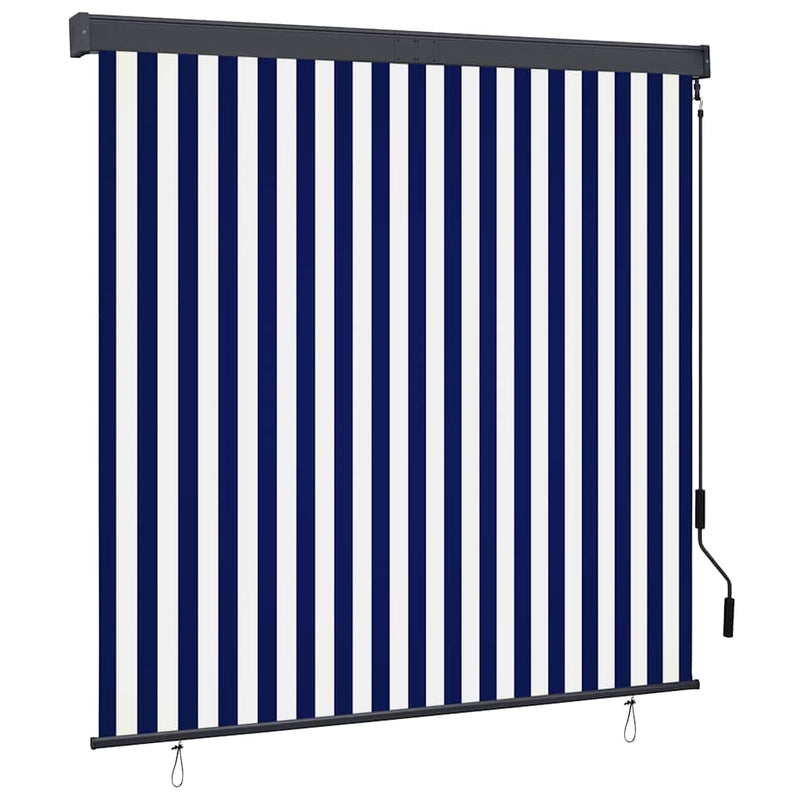 Afbeelding laden in galerijviewer, Vidaxl rolgordijn voor buiten 160x250 cm blauw en wit