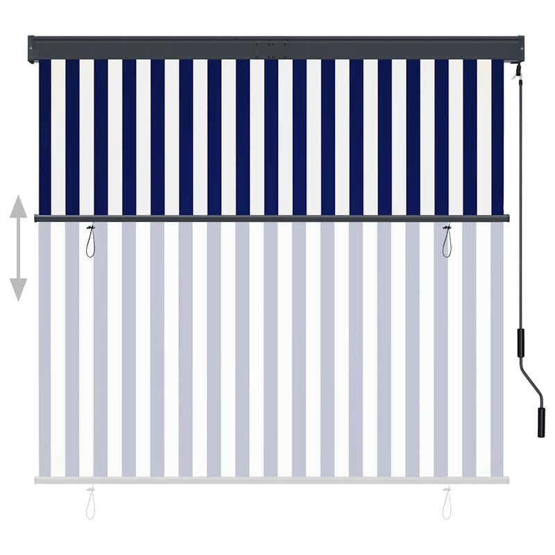 Afbeelding laden in galerijviewer, Vidaxl rolgordijn voor buiten 160x250 cm blauw en wit