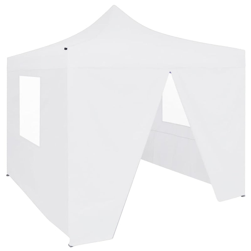 Load image into Gallery viewer, Vidaxl partytent met 4 zijwanden inklapbaar 3x3 m staal wit