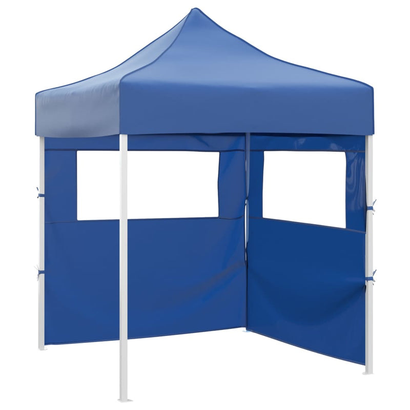 Load image into Gallery viewer, Vidaxl partytent met 2 zijwanden inklapbaar 2x2 m staal blauw