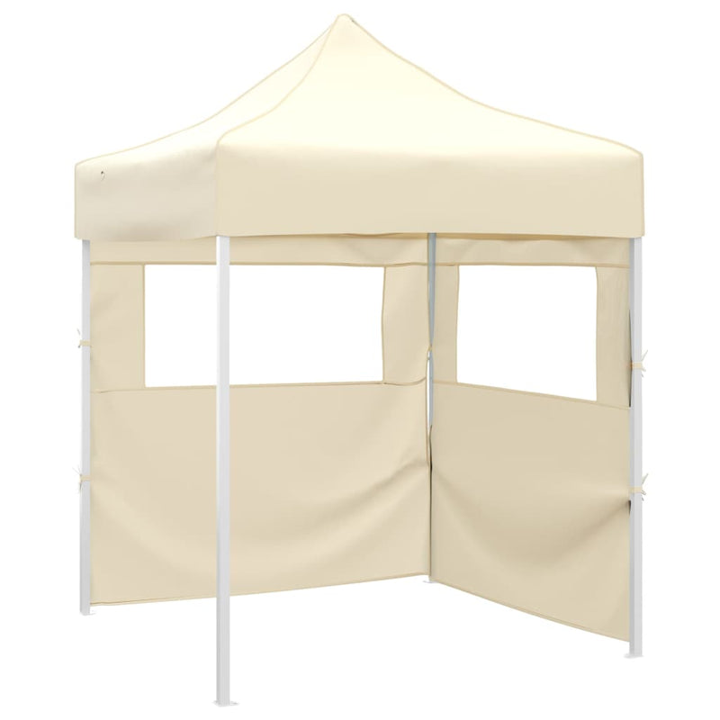Load image into Gallery viewer, Vidaxl partytent met 2 zijwanden inklapbaar 2x2 m staal crème