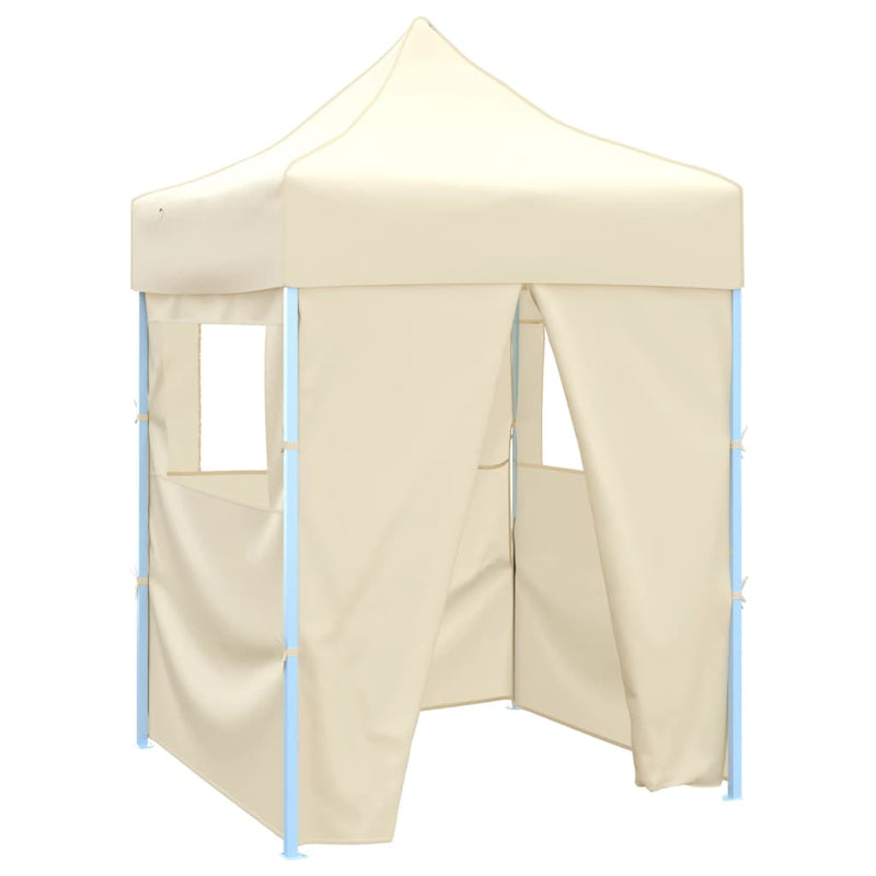 Load image into Gallery viewer, Vidaxl partytent met 4 zijwanden inklapbaar 2x2 m staal crème