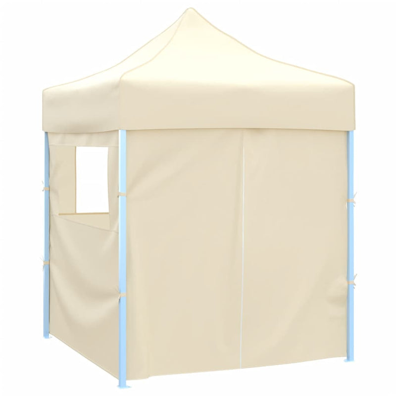Load image into Gallery viewer, Vidaxl partytent met 4 zijwanden inklapbaar 2x2 m staal crème