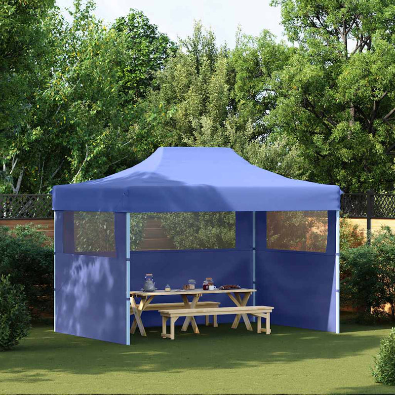 Load image into Gallery viewer, Vidaxl partytent met 3 zijwanden inklapbaar 3x4 m staal blauw