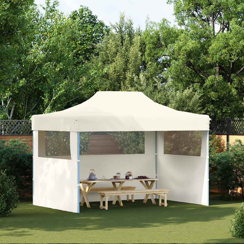 Load image into Gallery viewer, Vidaxl partytent met 3 zijwanden inklapbaar 3x4 m staal crème