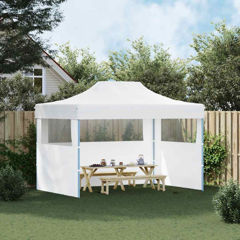 Load image into Gallery viewer, Vidaxl partytent met 3 zijwanden inklapbaar 3x4 m staal wit