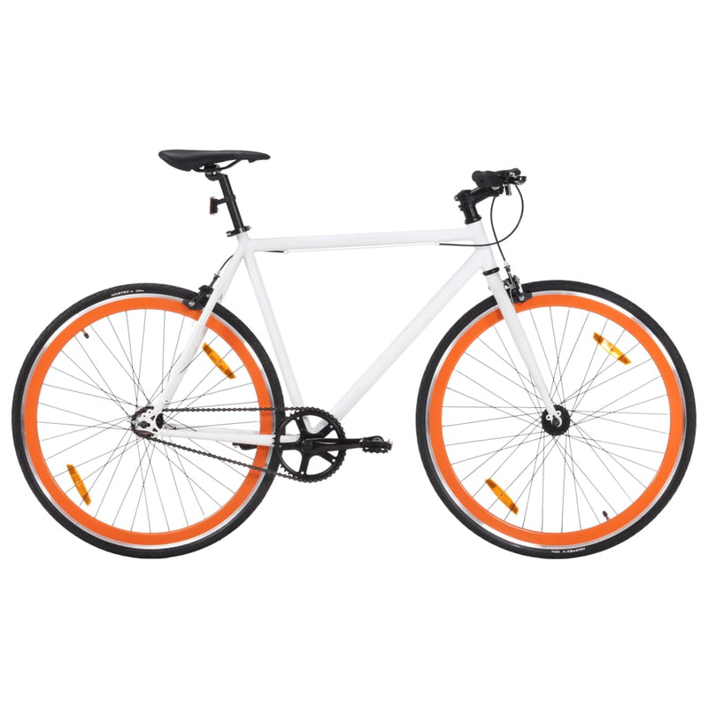 Load image into Gallery viewer, Vidaxl fiets met vaste versnelling 700 c 59 cm wit en oranje