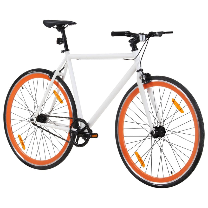 Load image into Gallery viewer, Vidaxl fiets met vaste versnelling 700 c 59 cm wit en oranje
