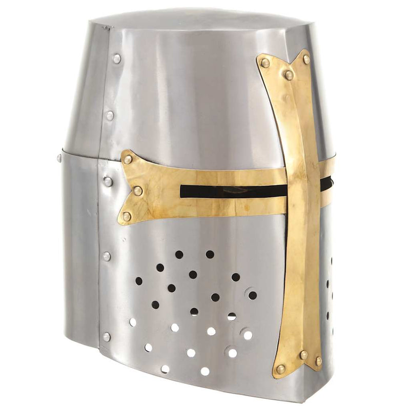 Load image into Gallery viewer, Vidaxl kruisvaardershelm middeleeuws replica larp staal zilverkleurig