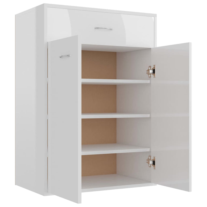 Load image into Gallery viewer, VidaXL Schoenenkast 60x35x84 cm bewerkt hout hoogglans wit