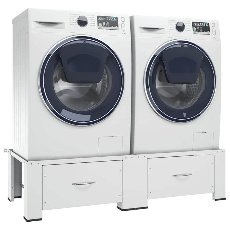 Load image into Gallery viewer, Vidaxl wasmachine- en drogerverhoger dubbel met lades wit