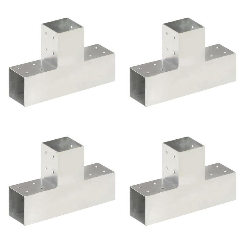 Load image into Gallery viewer, Vidaxl paalverbindingen 4 st t-vorm 81x81 mm gegalvaniseerd metaal
