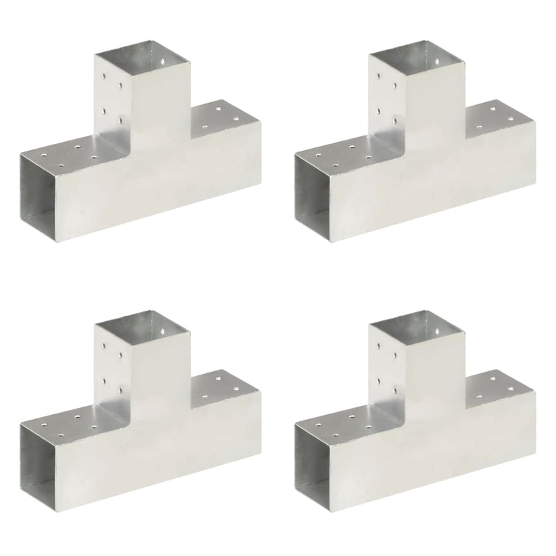 Load image into Gallery viewer, Vidaxl paalverbindingen 4 st t-vorm 81x81 mm gegalvaniseerd metaal