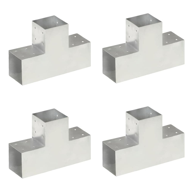 Load image into Gallery viewer, Vidaxl paalverbindingen 4 st t-vorm 101x101 mm gegalvaniseerd metaal