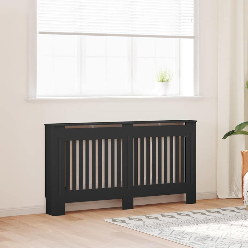 Load image into Gallery viewer, Vidaxl radiatorombouw 152x19x81,5 cm mdf zwart