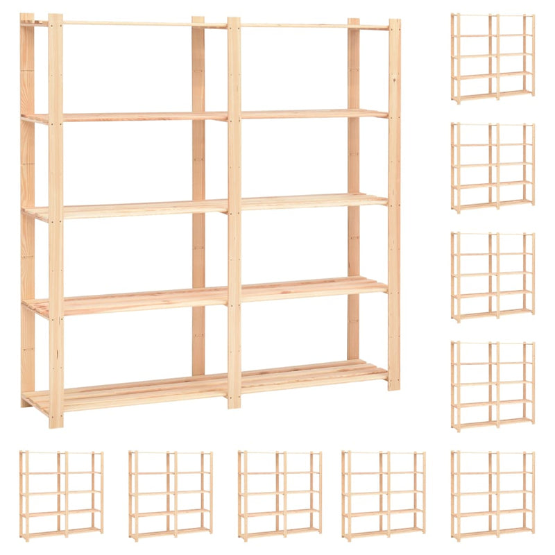 Load image into Gallery viewer, VidaXL Opbergrekken 5-laags 10 st 170x38x170 cm grenenhout 500 kg