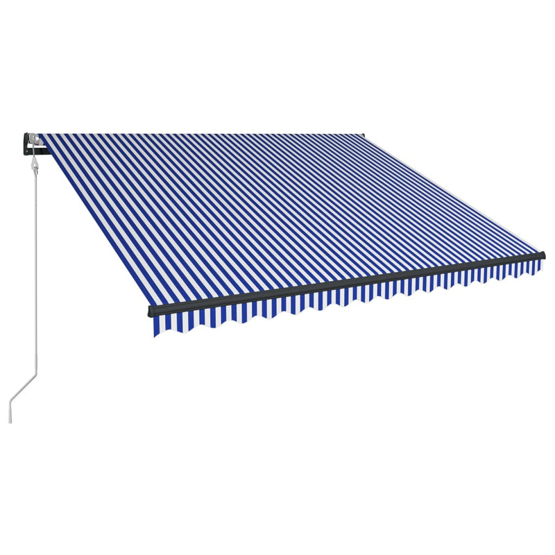 Load image into Gallery viewer, VidaXL Luifel met windsensor en LED 450x300 cm blauw en wit