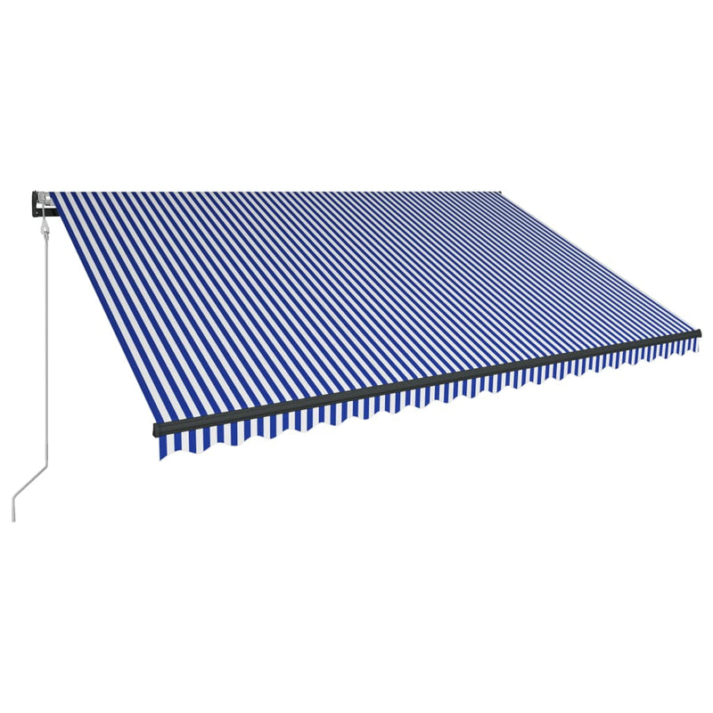 Load image into Gallery viewer, VidaXL Luifel met windsensor en LED 500x300 cm blauw en wit