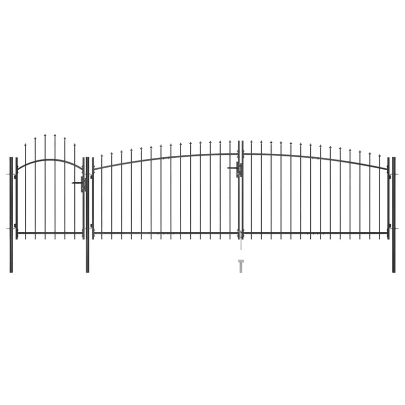 Load image into Gallery viewer, VidaXL Poort met speren bovenkant 5x1,75 m zwart