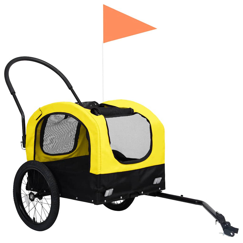 Load image into Gallery viewer, Vidaxl fietstrailer en hondenwagen 2-in-1 geel en zwart