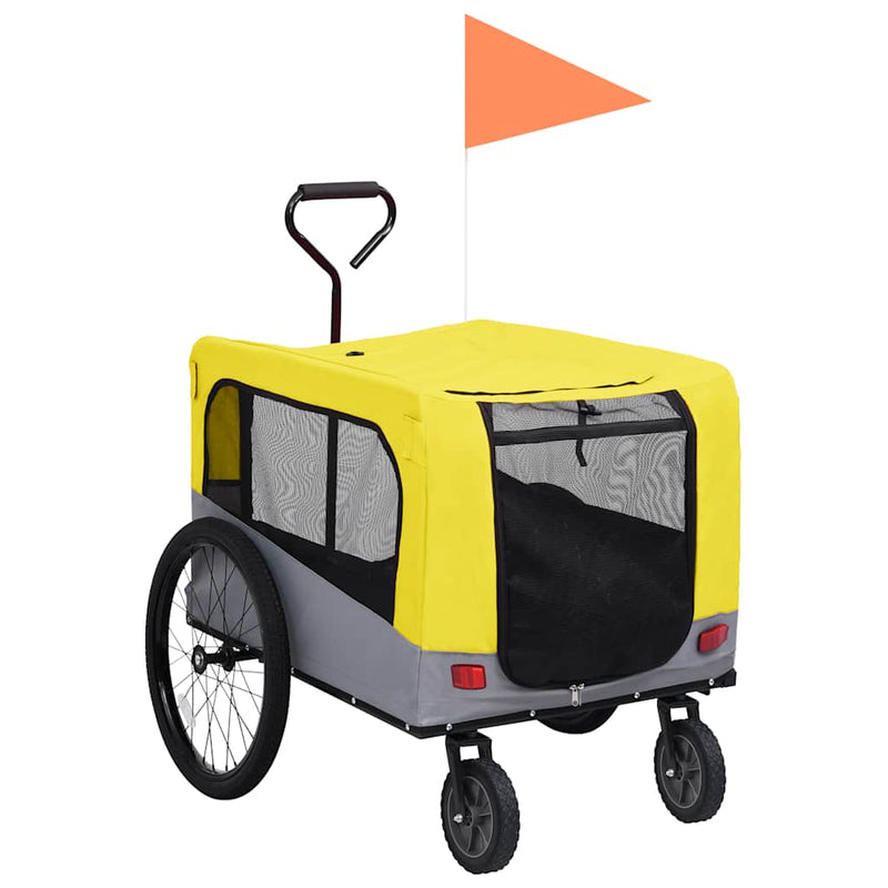 Load image into Gallery viewer, Vidaxl fietstrailer en hondenwagen 2-in-1 geel en grijs