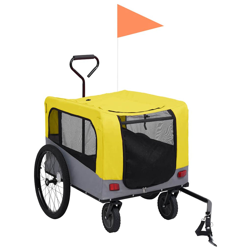 Load image into Gallery viewer, Vidaxl fietstrailer en hondenwagen 2-in-1 geel en grijs