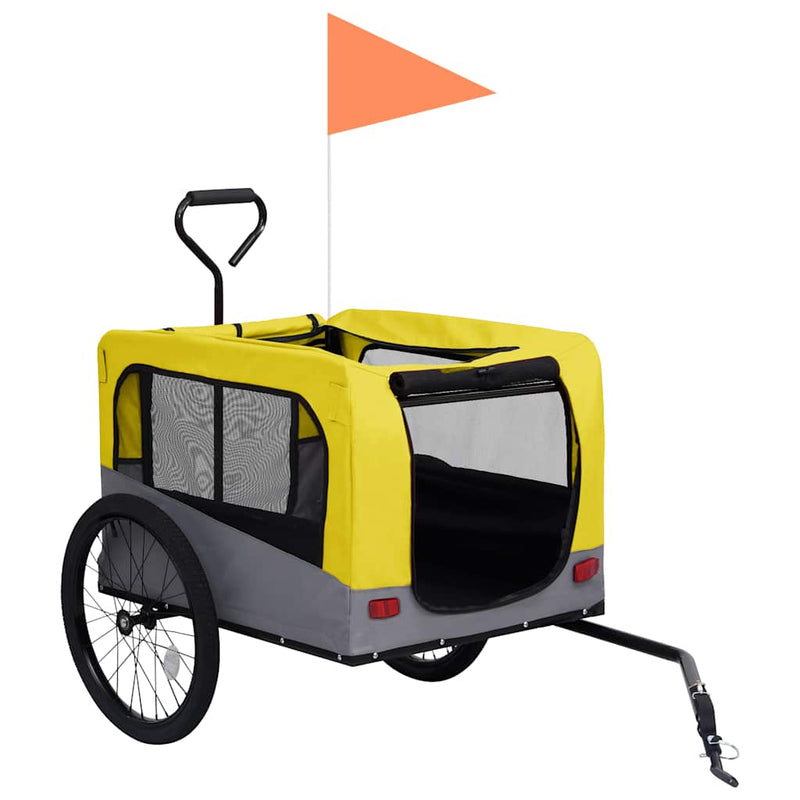 Load image into Gallery viewer, Vidaxl fietstrailer en hondenwagen 2-in-1 geel en grijs
