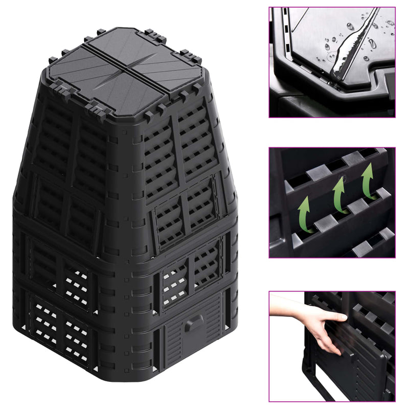 Load image into Gallery viewer, Vidaxl compostbak 1000 l 93,3x93,3x146 cm zwart