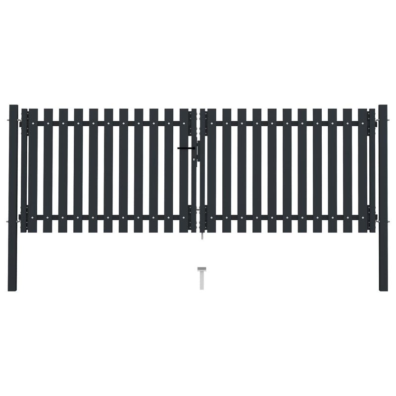 Load image into Gallery viewer, VidaXL Poort dubbel 306x125 cm staal antraciet