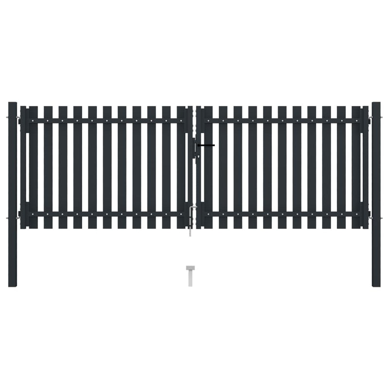 Load image into Gallery viewer, VidaXL Poort dubbel 306x125 cm staal antraciet