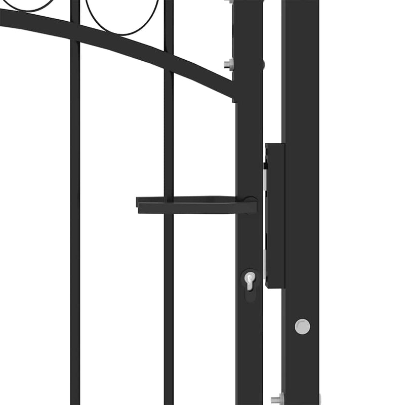 Load image into Gallery viewer, Vidaxl poort met gebogen bovenkant 100x125 cm staal zwart