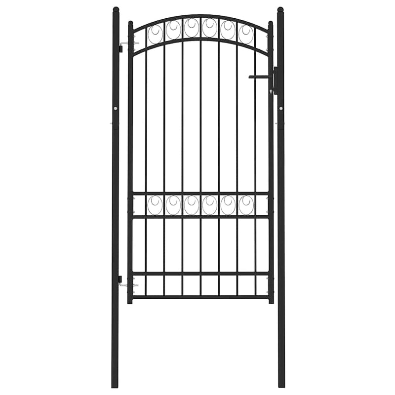 Load image into Gallery viewer, Vidaxl poort met gebogen bovenkant 100x175 cm staal zwart