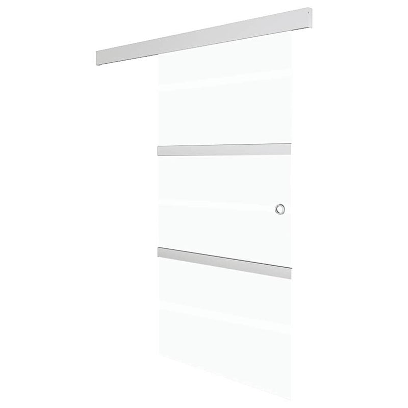 Load image into Gallery viewer, Vidaxl schuifdeur 76x212 cm esg-glas en aluminium zilverkleurig