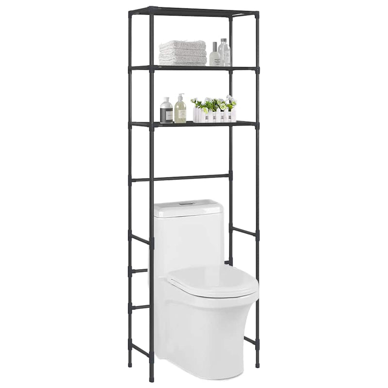 Load image into Gallery viewer, Vidaxl opbergrek voor boven toilet 3-laags 53x28x169 cm zwart