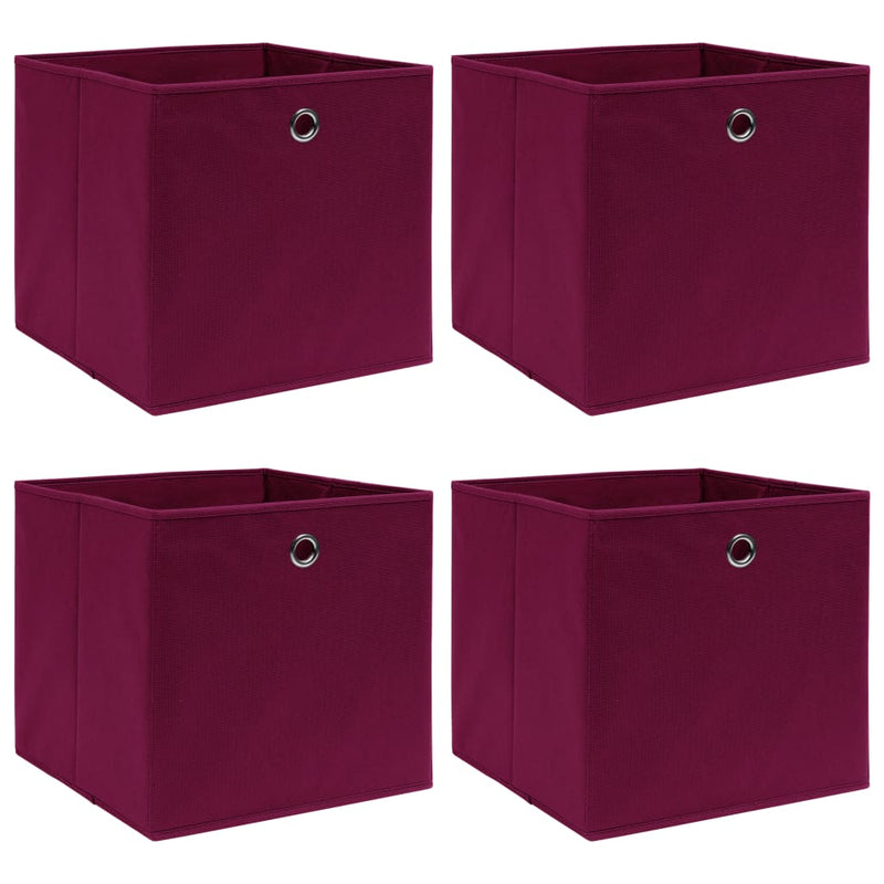Load image into Gallery viewer, Vidaxl opbergboxen 4 st 32x32x32 cm stof donkerrood