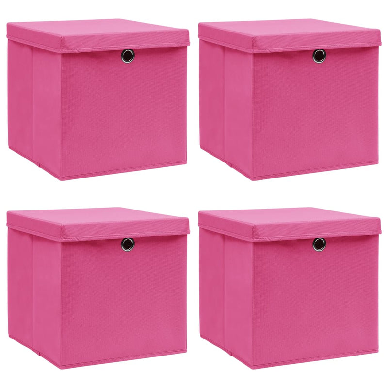 Load image into Gallery viewer, Vidaxl opbergboxen met deksel 4 st 32x32x32 cm stof roze